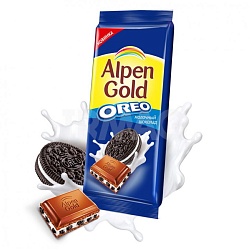 Шоколад молочный Alpen Gold Oreo, 90г