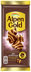 Шоколад молочный Alpen Gold Два шоколада, 85г